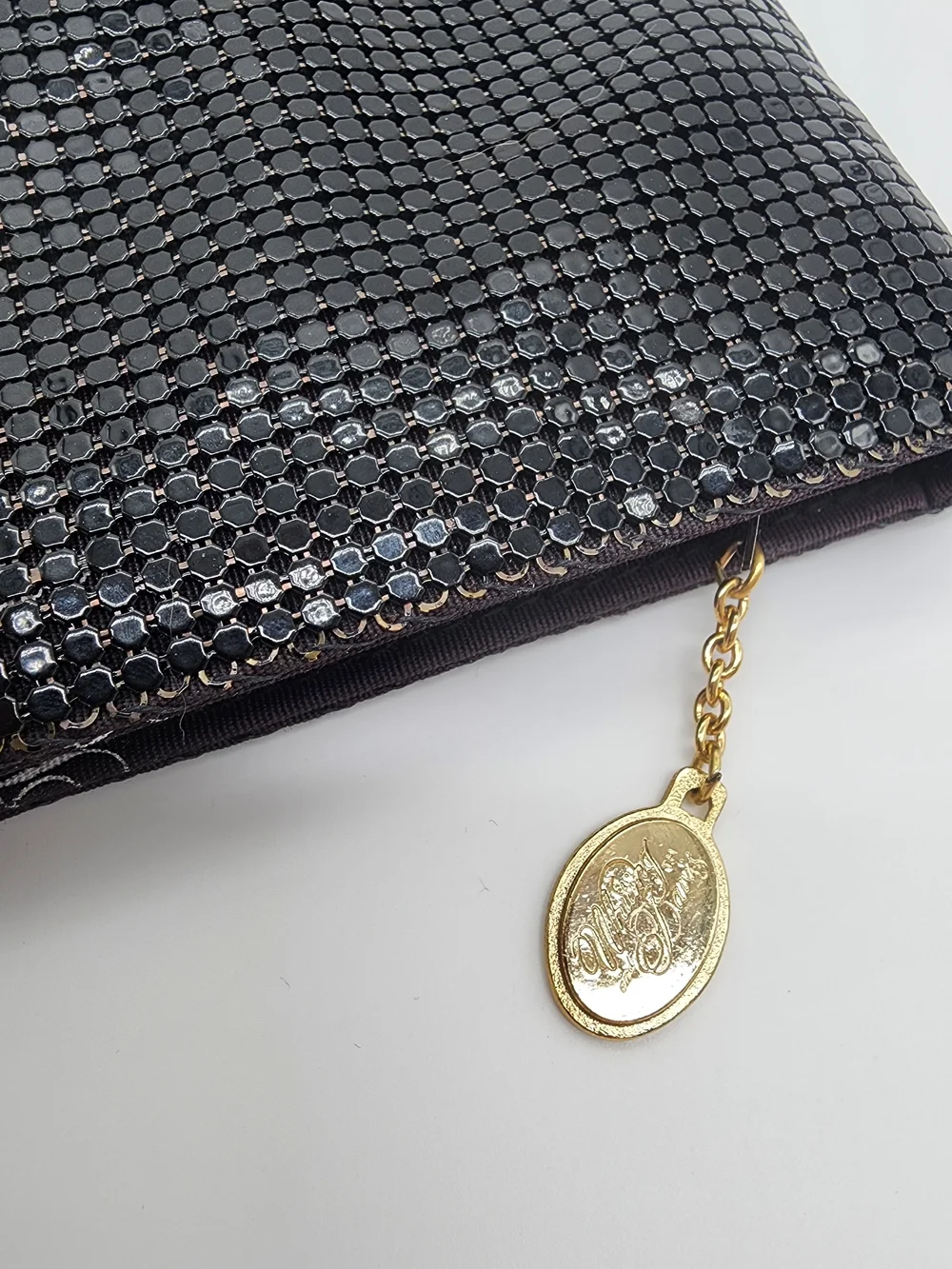 Whiting & Davis Vintage Y2K Mesh Metal Black Clutch Shoulder Bag USA